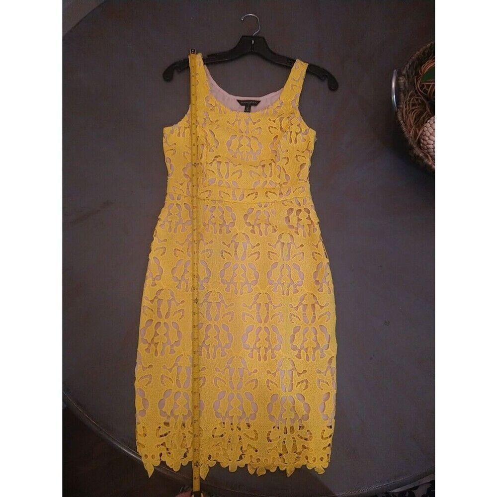Banana Republic Embroidered Sleeveless Dress 00p Yellow Boho Feminin Cottagecore - Picture 8 of 10